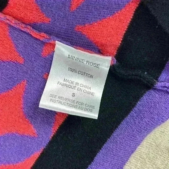 Minnie Rose 100% Cotton Patterned Cascade Waterfall Open Draped Cardigan Wrap - Picture 7 of 8